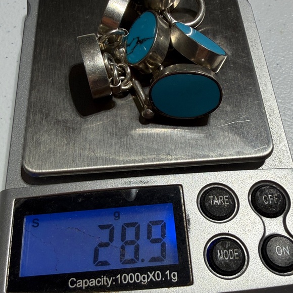 Taxco 925 Sterling Oval Turquoise Toggle Bracelet 7.5" (2) - Picture 6 of 8